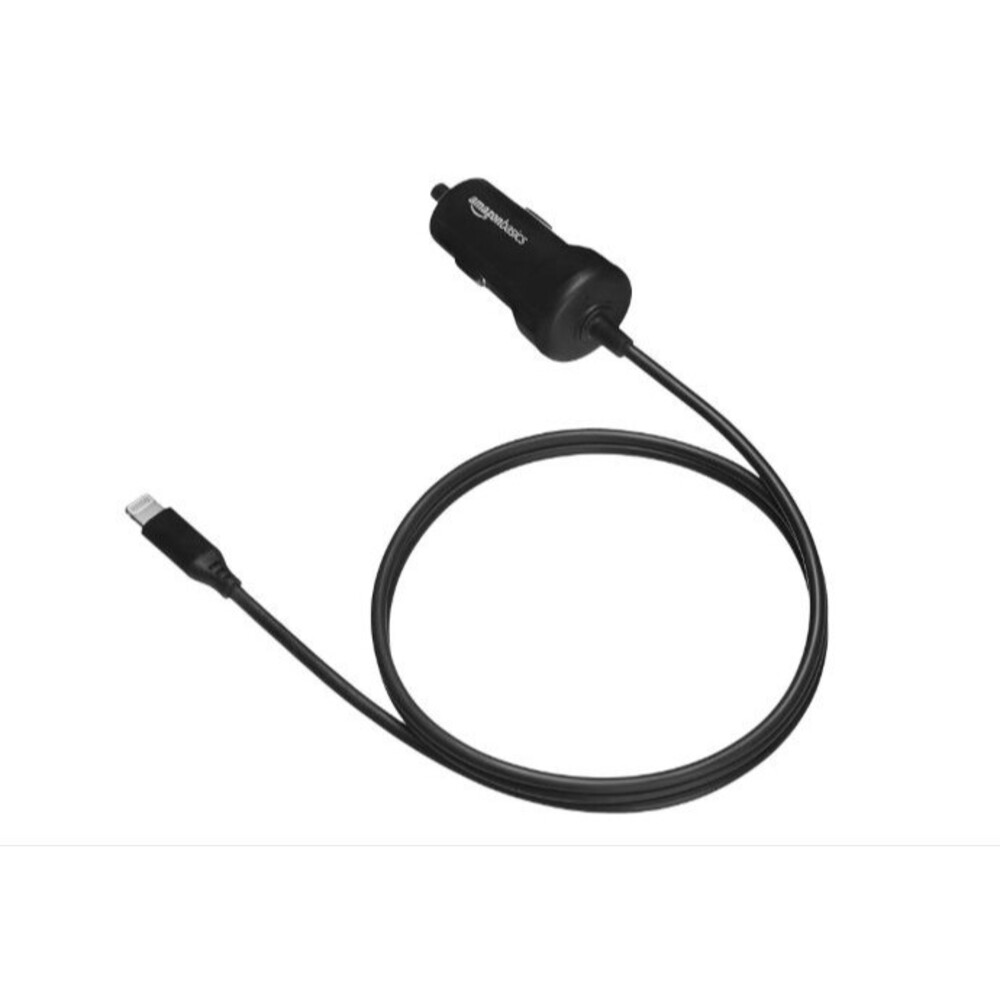 Amazon Basics 12W (5V, 2.4A) Car Charger with iPhone Charger 3 feet For Apple